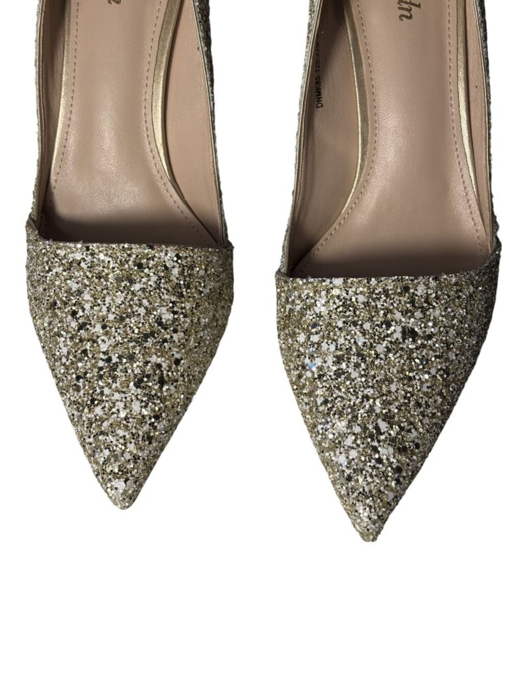 Glitter Gold Pointed-Toe Pumps With Metallic Heels Size 8.5 Masonlyn - Picture 6 of 15